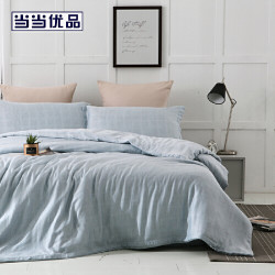 当当优品四件套 天丝双层纱双人床品四件套 蓝色