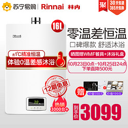 Rinnai/林内 16QS04 16升恒温升级燃气热水器 家用天然气强排式