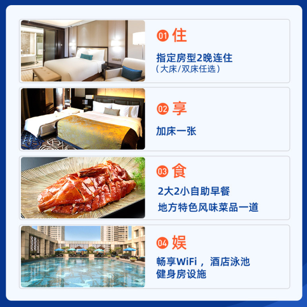 洲际酒店集团 广东福建31店2晚通兑房券 不约可退 含早餐