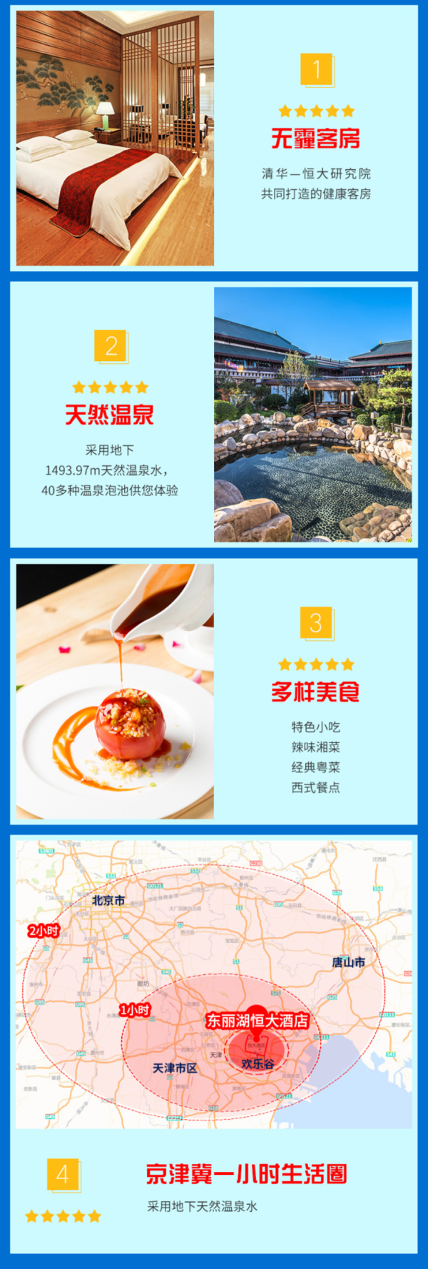 天津东丽湖恒大酒店1晚+温泉门票2大1小+淘气堡