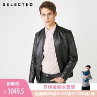 SELECTED 思莱德 419110503 春新男绵羊皮棒球领商务休闲皮衣夹克S|