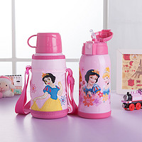 迪士尼（Disney）宝宝吸管杯 儿童保温杯婴儿水杯304不锈钢水壶 双盖粉色公主600ml