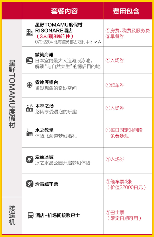 日本北海道星野TOMAMU Risonare酒店3晚套餐 