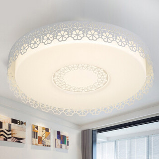 HD LED吸顶灯具客厅卧室灯 遥控器调光调色圆形花影 直径52厘米52瓦适15-25平