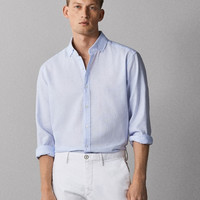 Massimo Dutti 00137101250 男款修身款纹理休闲衬衫