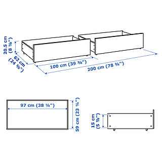 IKEA 宜家 MALM马尔姆高床架专用储物盒 (200cm)