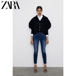ZARA 06147166407  破洞装饰中腰紧身牛仔裤