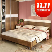 双虎 现代简约双人床18B2 2床头柜 床垫