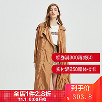 MECITY女装2019春季系带小个子中长款流行风衣外套