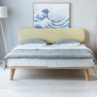 visawood维莎原木w01301北欧实木双人床浅卡其色15002000mm