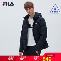 FILA 斐乐官方 男子羽绒服 2019冬季新款休闲运动舒适保暖连帽羽绒服男外套 传奇蓝-NV 180/100A/XL