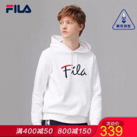 FILA 斐乐 FILA 斐乐官方 男子连帽卫衣 2019秋季新款LOGO休闲针织连帽衫 标准白-WT 175/96A/L