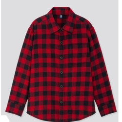 优衣库 UNIQLO 优衣库 儿童法兰绒格子衬衫(长袖) 
