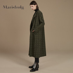 marisfrolg玛丝菲尔2019冬季新款中长款军绿色外套呢子大衣 奇妙夜爆款