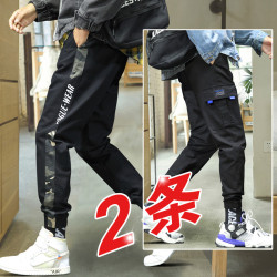 h75秋季裤子男士韩版潮流宽松工装裤运动束脚2019新款潮牌装休闲长裤 奇妙夜爆款