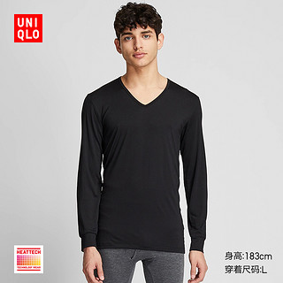 UNIQLO 优衣库 418791 男装 HEATTECH V领T恤 白色 L