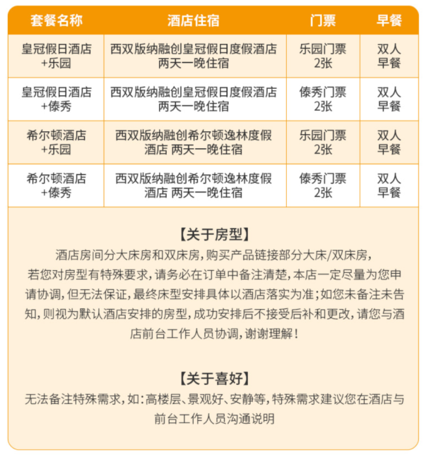 西双版纳融创皇冠假日/希尔顿酒店1晚+乐园/傣秀门票