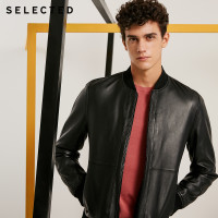 SELECTED思莱德冬季男士绵羊皮棒球领皮衣夹克外套S|418410505