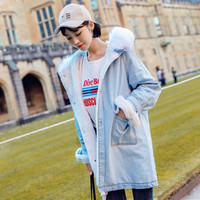 韩都衣舍 TK1677 牛仔加绒棉服