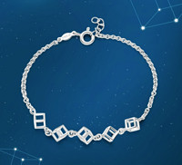 周大福珠宝首饰时尚立体方块925银手链AB36052