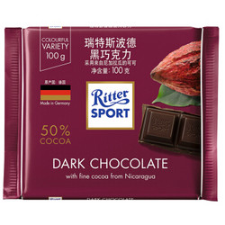 Ritter SPORT 瑞特斯波德 黑巧克力 100g *19件