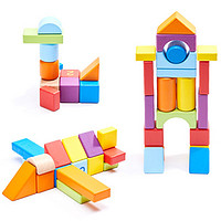 贝瓦宝宝积木玩具儿童早教益智木制智力拼插积木1-6岁男女孩玩具60粒/80粒