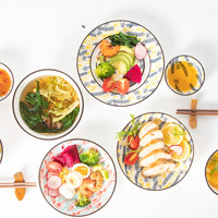 竹木本记12头陶瓷餐具套装碗盘碟子家用组合网红餐具ins创意北欧