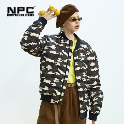 NPC潮牌迷彩棒球领羽绒服男轻薄短款宽松飞行服冬季修身情侣外套