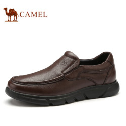 骆驼(CAMEL) 头层牛皮时尚商务休闲皮鞋男 A932287720 暗棕