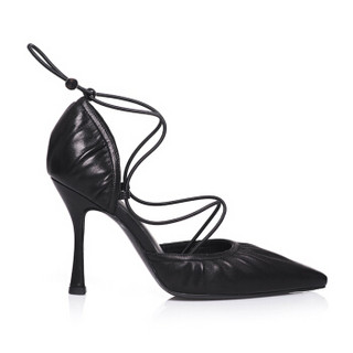 DYMONLATRY 设计师品牌  女鞋 褶皱系带高跟鞋 复古 JDesigner 黑 36