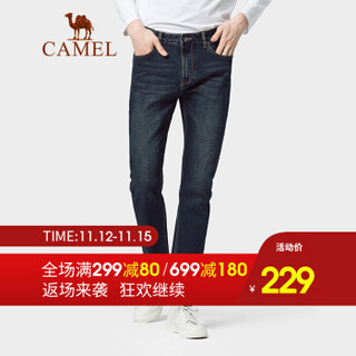 骆驼（CAMEL）男装 2019秋冬新款潮牌牛仔裤男韩版直筒宽松裤子休闲长裤男 D9X384337 蓝黑_29