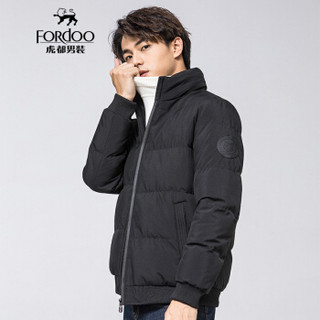 虎都（FORDOO）棉服男 2019新款男装棉袄加厚保暖冬季男士棉衣外套 59781012 黑色 4XL