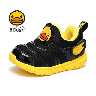 小黄鸭（B.Duck）童鞋儿童运动鞋 保暖棉鞋男女孩毛毛虫休闲鞋 B508A3949黑色24