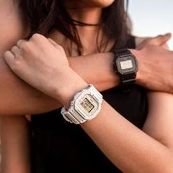 卡西欧(CASIO)手表 斑马情侣对表系列 防震防水电子荧光照明潮流时尚男女表 SLV-19B-1PFZB(白色 树脂)