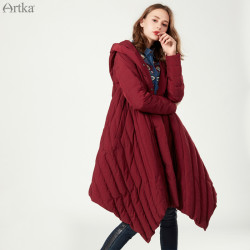 Artka阿卡2019冬季新款90%白鸭绒复古时髦休闲宽松中长款羽绒服女 *3件