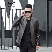 猫人(MiiOW)绵羊皮衣 男士时尚立领绵羊皮夹克外套5017-1618深棕色4XL