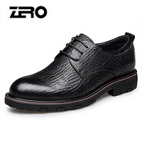 零度(ZERO)男士压花宽脚系带经典商务头层牛皮正装鞋子 Z93933 黑色 41码