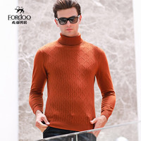 虎都 羊绒衫男高领秋冬纯色山羊绒针织双翻领修身毛衣男潮范有型保暖百搭打底衫 BZHD9618 中咖 165/S