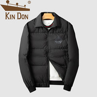 金盾（KIN DON）羽绒服 男2019冬季新款休闲百搭韩版潮流立领后背印花加厚保暖外套 D220-B555 黑色 M