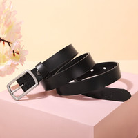 高尔夫GOLF女士皮带复古牛皮针扣皮带女牛仔裤腰带礼盒E9BV17979J黑色