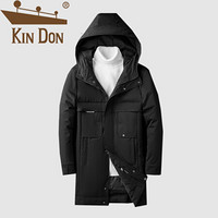 金盾（KIN DON）羽绒服 男2019冬季新款休闲百搭韩版潮流连帽加厚保暖长款外套 D220-6921 黑色 XL