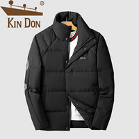 金盾（KIN DON）羽绒服 男2019冬季新款休闲百搭立领后背印花加厚保暖外套 D220-8888 黑色 3XL