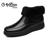 金利来（goldlion）男士商务休闲舒适英伦时尚加绒保暖靴子J658D118801A-黑色-40码