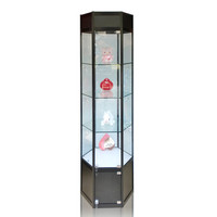 皇球精品展示柜六边形玻璃展柜可旋转储藏展示柜陈列柜珠宝店柜子 全黑色(不带旋转)对角线54cm*高180cm