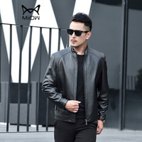 猫人(MiiOW)绵羊皮衣 男士时尚立领绵羊皮夹克外套5017-1522黑色4XL