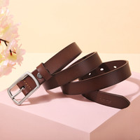 高尔夫GOLF女士皮带复古牛皮针扣皮带女牛仔裤腰带礼盒E9BV17979J深咖