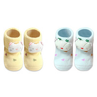 馨颂婴儿地板袜两双装秋冬宝宝防滑袜套儿童家居袜子套装 M(6-12个月)