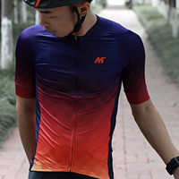 迈森兰 MYSENLAN 男子骑行服夏季短袖自行车山地车公路车骑行上衣公路车衣服紧身速干 烈焰 橙色 M