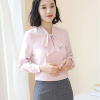 米兰茵（MILANYIN）女装  2019新款秋季衬衫女工作服正装职业修身衬衣女装OL NYml160 粉色衬衫 XL