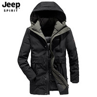 吉普JEEP 棉衣男2019秋冬季新品保暖棉服连帽男士加绒加厚中长款男装外套 XYL998 墨绿色 4XL